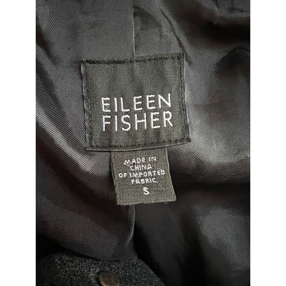 Eileen Fisher Wool Coat Womens Small 6 8 Hooded Midi Thigh Length Minimal Warm - Picture 9 of 11